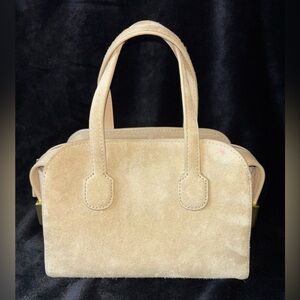J.Crew Small Berkeley Top Handle Suede and Leather Bag Light Khaki CH242